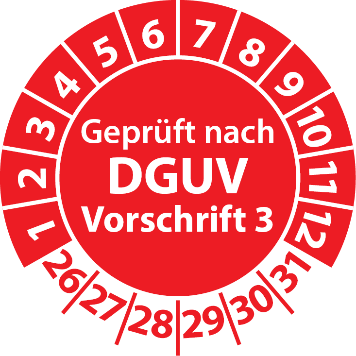 Prüfplaketten Geprüft nach DGUV Vorschrift 3 - DGUV-V3 Aufkleber