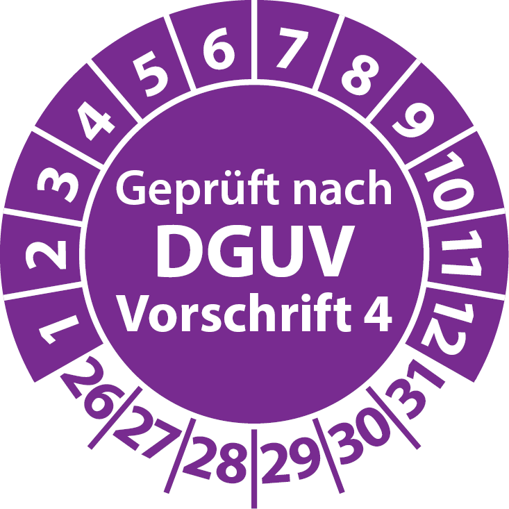 Prüfplaketten Geprüft nach DGUV Vorschrift 4 - Plakette DGUV V4