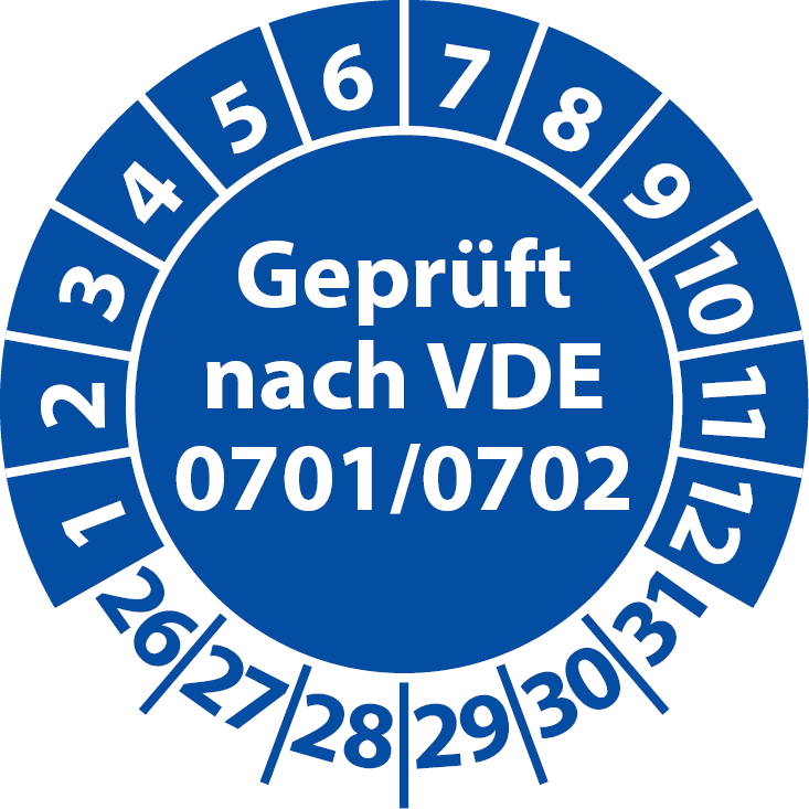 Prüfplaketten Geprüft nach VDE 0701 0702