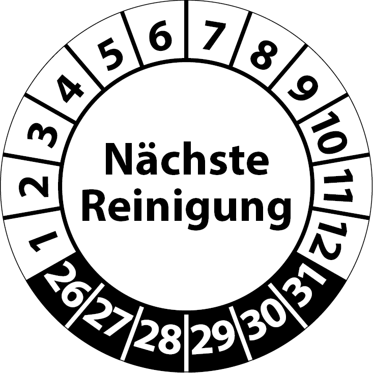 Prüfplaketten Nächste Reinigung