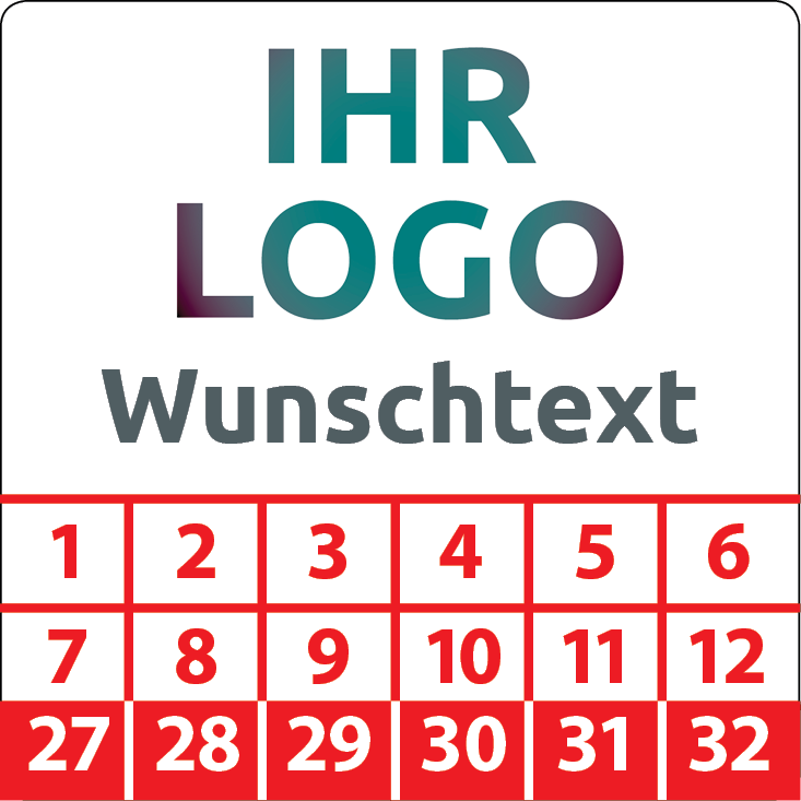 Prüfplaketten mit Logo & Wunschtext quadratisch - Plakette mit Firmenlogo selbst gestalten