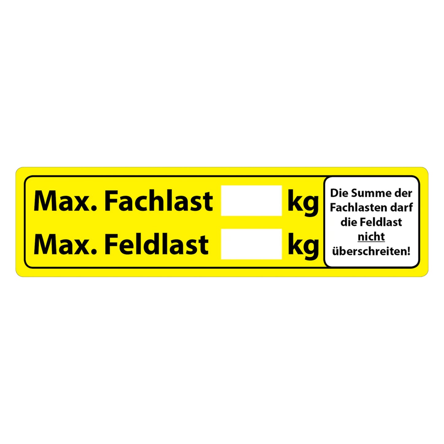 Regalaufkleber Fachlast / Feldlast, 150 x 40 mm, Aufkleber für Regale / Regalprüfung