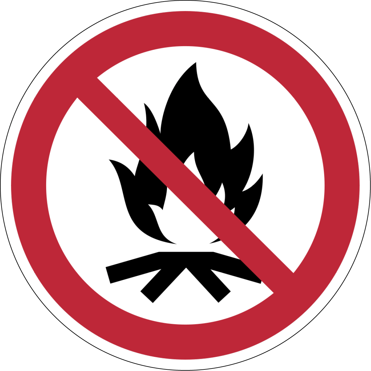 Verbotszeichen Aufkleber P045 Lagerfeuer verboten