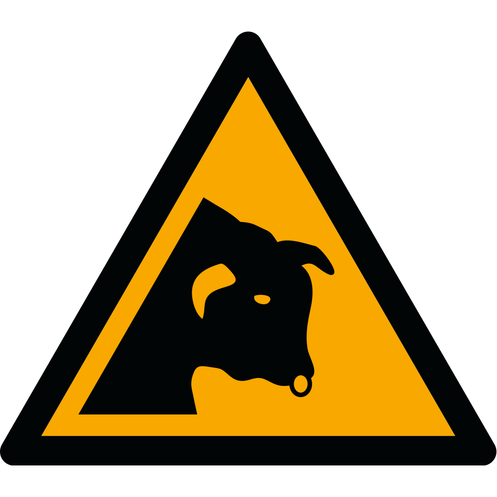 Warnzeichen Aufkleber W034 Warnung vor Stier