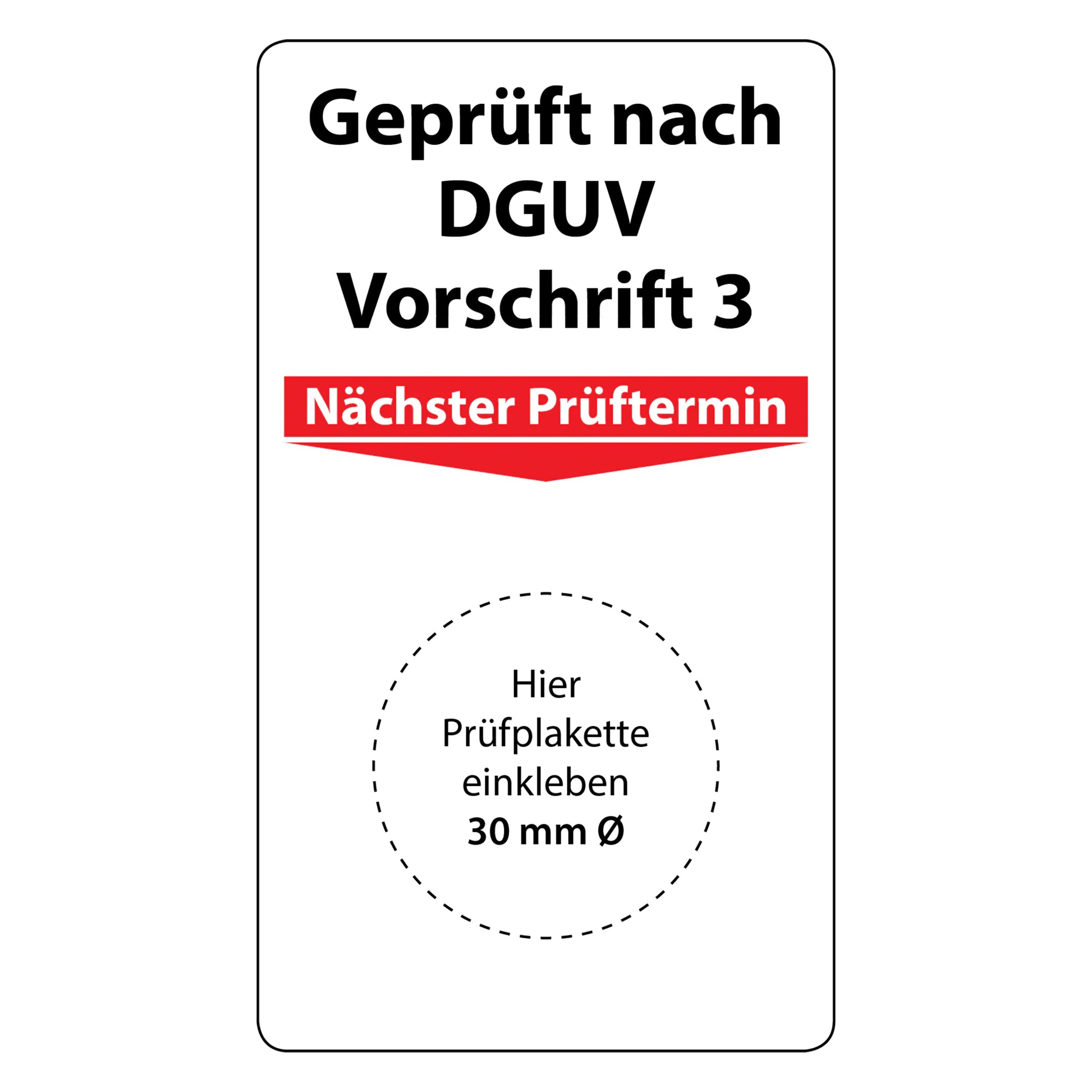 Grundplakette DGUV V3