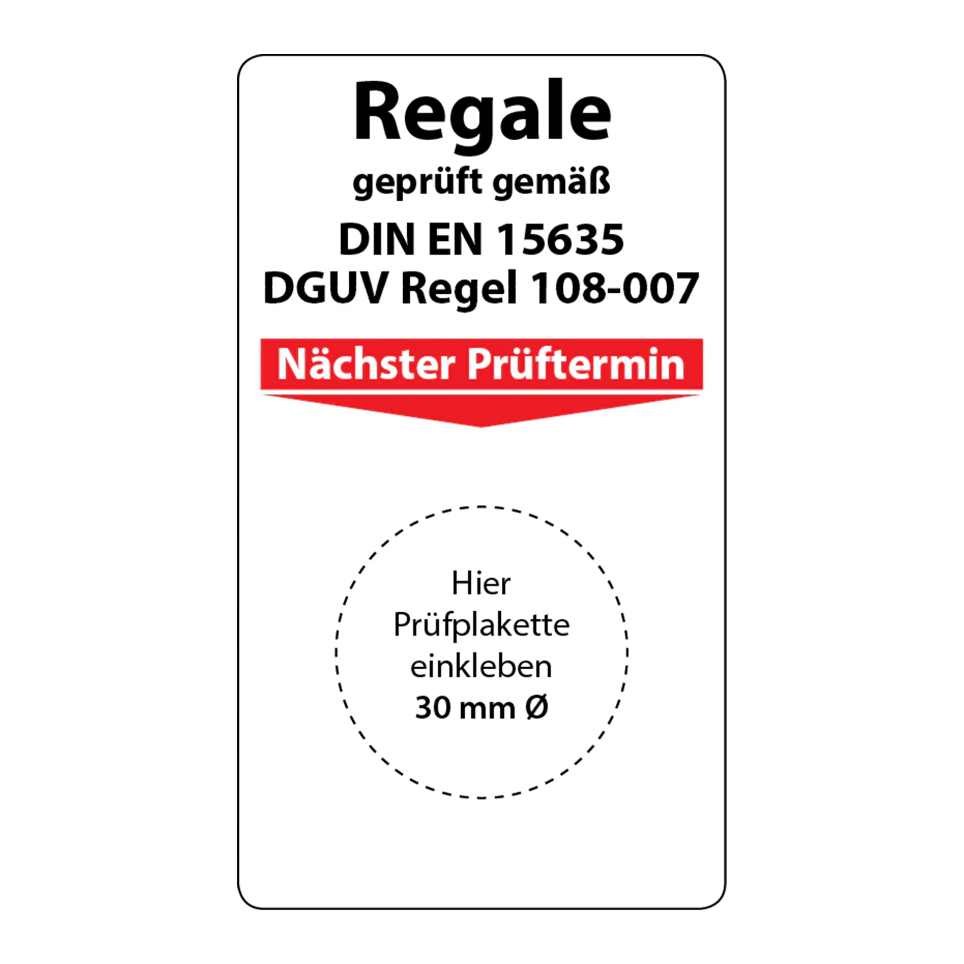 Grundplakette Regale Regalaufkleber