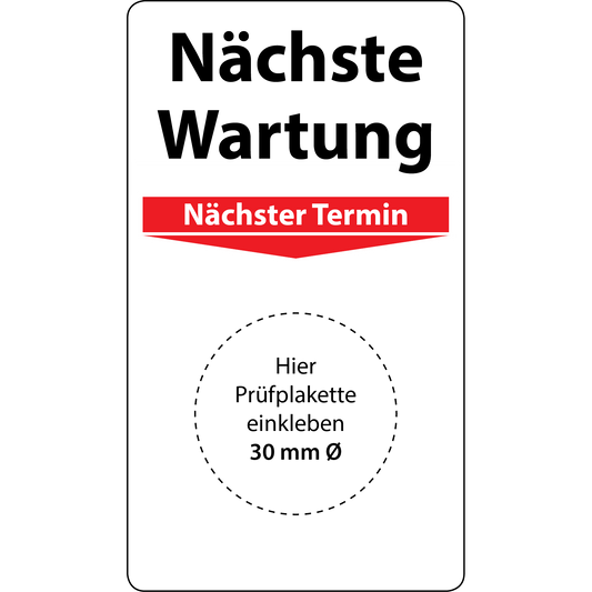 Nächste Wartung Grundplaketten / Aufkleber, 70 x 40 mm