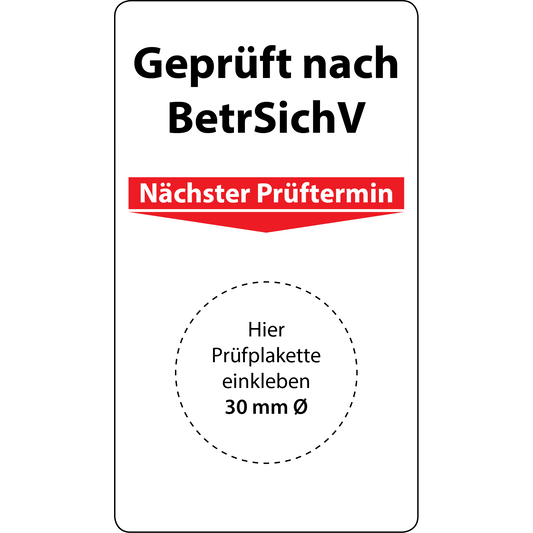 Geprüft nach BetrSichV Grundplaketten, 70 x 40 mm