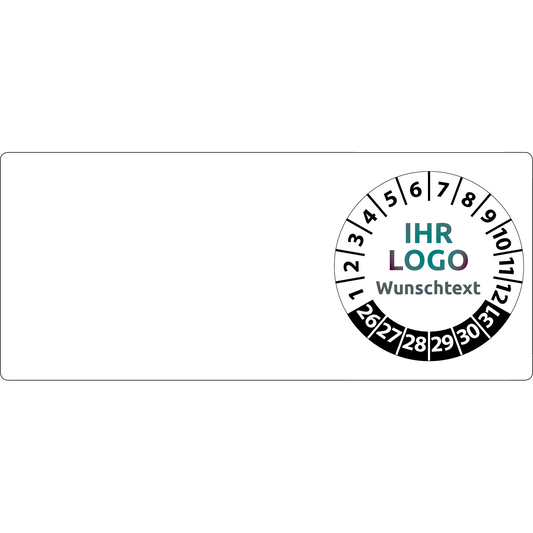 Kabelprüfplaketten mit Logo & Wunschtext 70 x 30 mm - Kabelplaketten mit Firmenlogo selbst gestalten