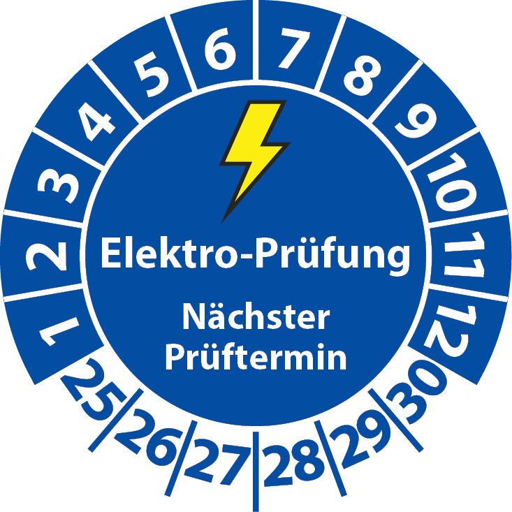 Prüfplaketten Elektro-Prüfung Nächster Prüftermin