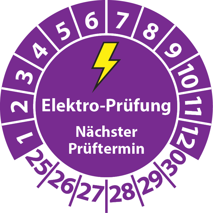 Prüfplaketten Elektro-Prüfung Nächster Prüftermin