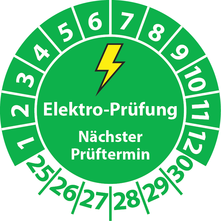 Prüfplaketten Elektro-Prüfung Nächster Prüftermin