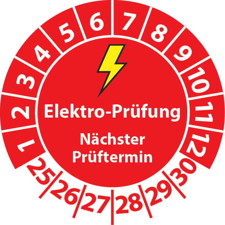 Prüfplaketten Elektro-Prüfung Nächster Prüftermin