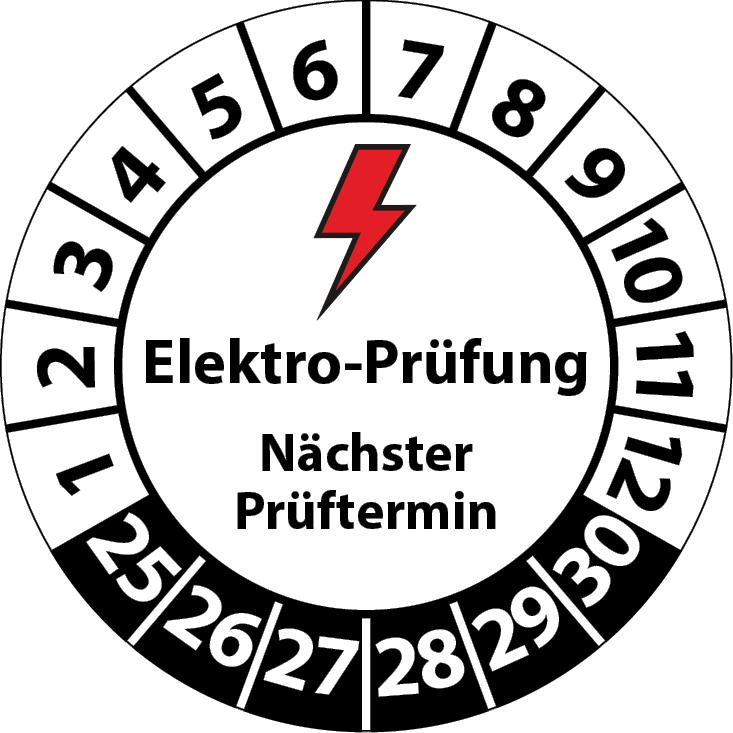 Prüfplaketten Elektro-Prüfung Nächster Prüftermin
