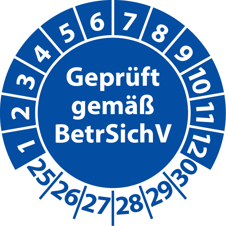 Prüfplaketten Geprüft gemäß BetrSichV
