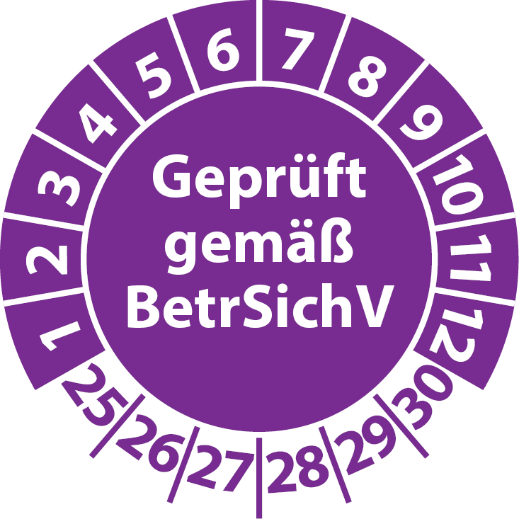 Prüfplaketten Geprüft gemäß BetrSichV
