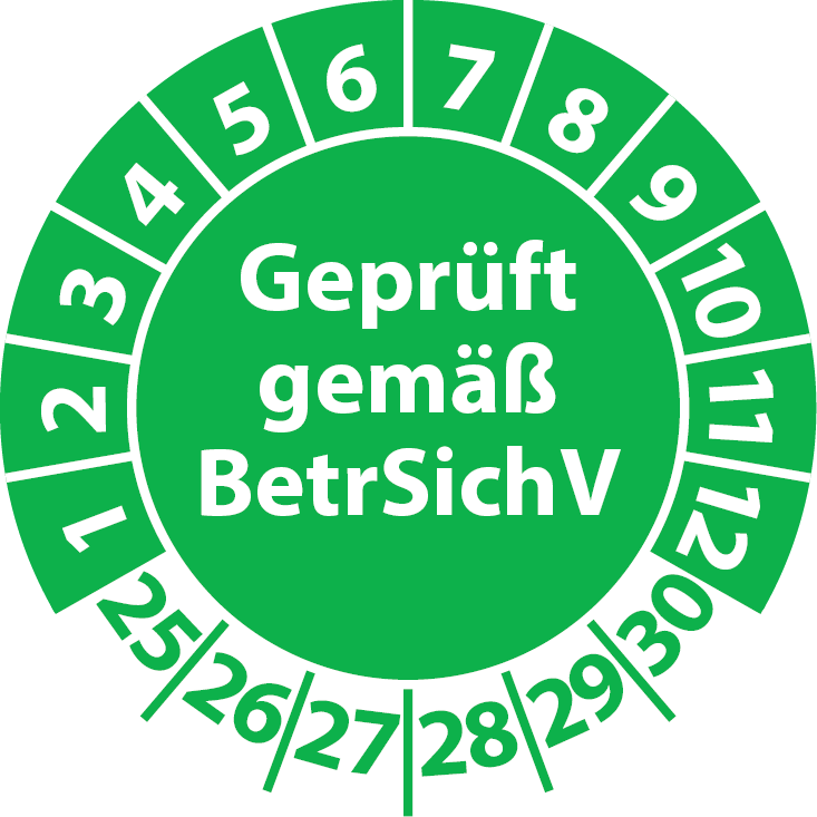 Prüfplaketten Geprüft gemäß BetrSichV