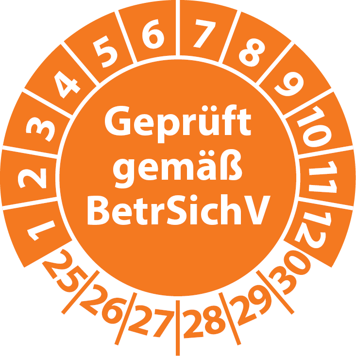 Prüfplaketten Geprüft gemäß BetrSichV