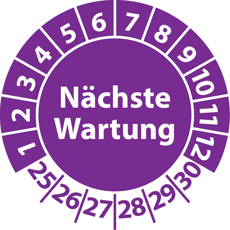 Prüfplaketten Nächste Wartung