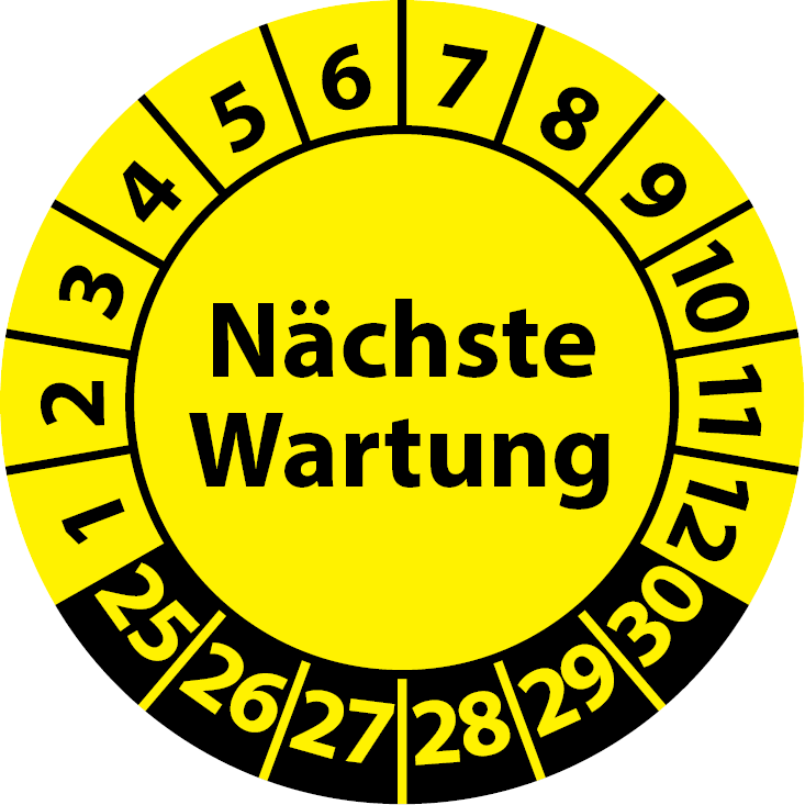 Prüfplaketten Nächste Wartung