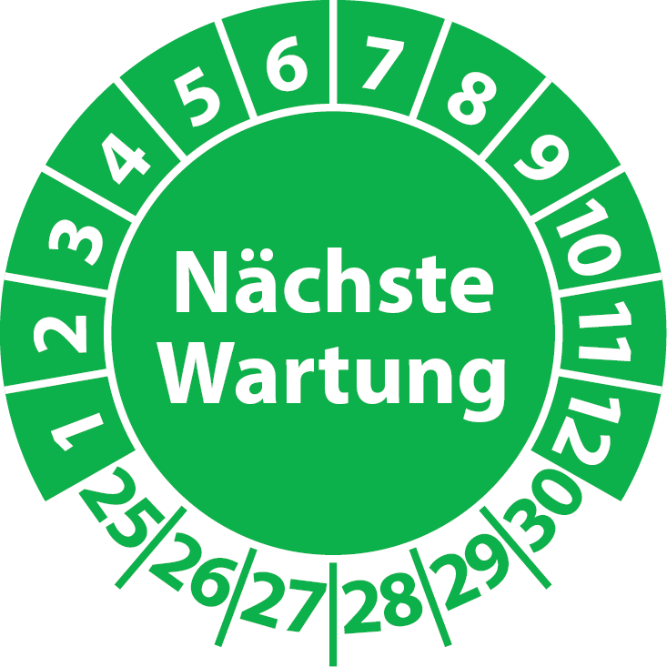Prüfplaketten Nächste Wartung
