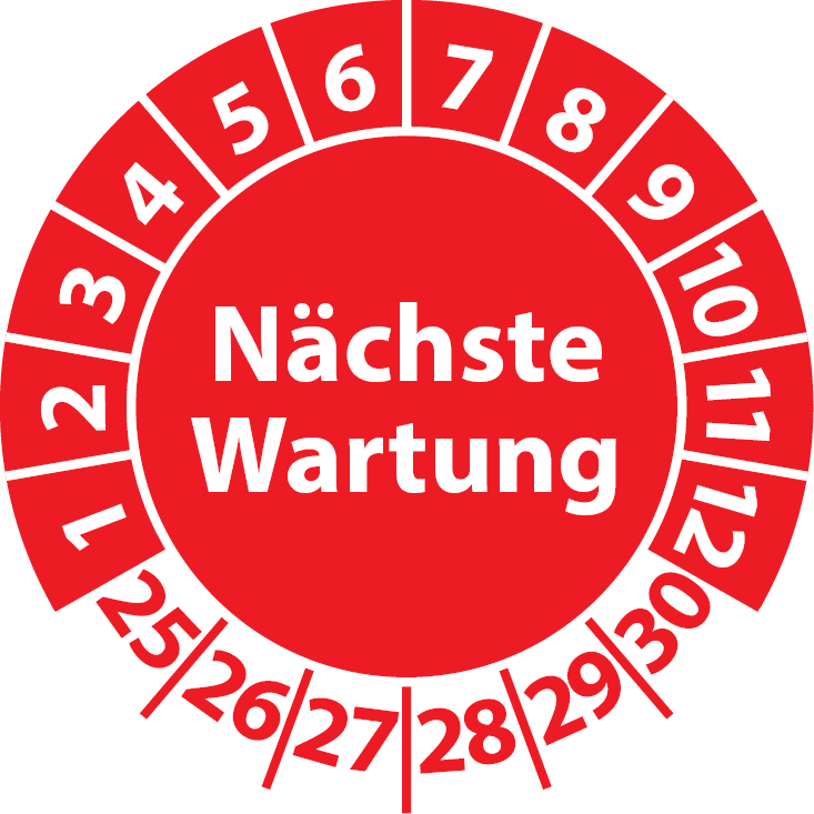 Prüfplaketten Nächste Wartung