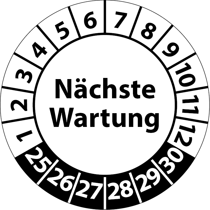 Prüfplaketten Nächste Wartung