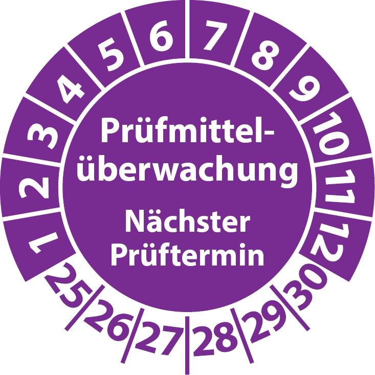Prüfplaketten Prüfmittelüberwachung