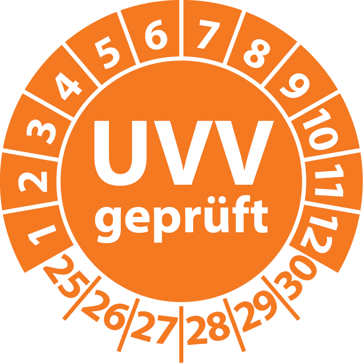 Prüfplaketten UVV Geprüft