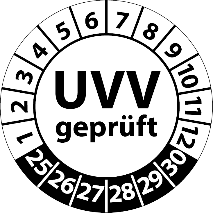 Prüfplaketten UVV Geprüft