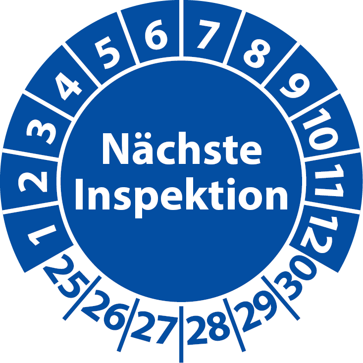 Prüfplaketten Nächste Inspektion