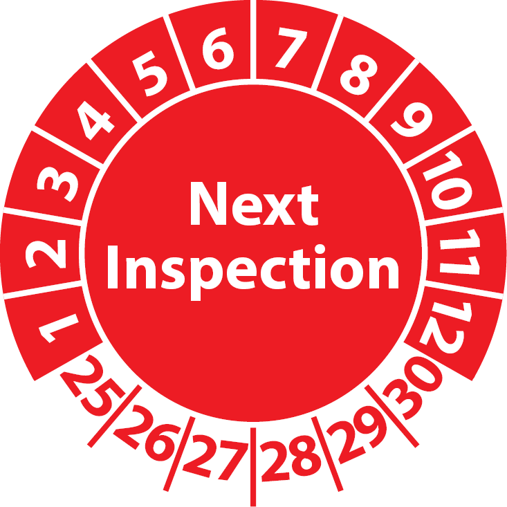 Prüfplaketten Next Inspection / Inspection-Sticker english