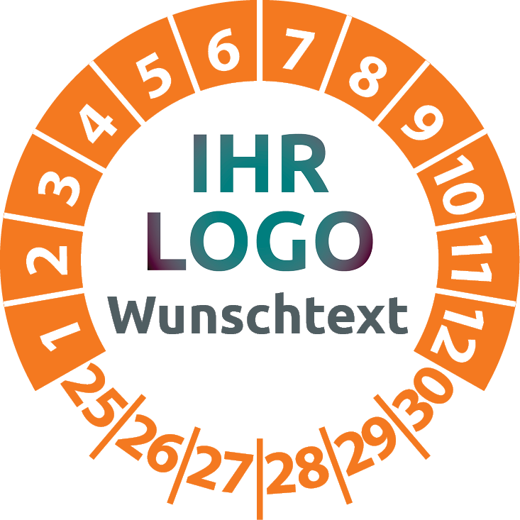 Prüfplaketten mit Logo & Wunschtext - Plakette mit Firmenlogo selbst gestalten