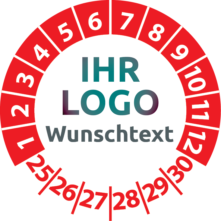 Prüfplaketten mit Logo & Wunschtext - Plakette mit Firmenlogo selbst gestalten