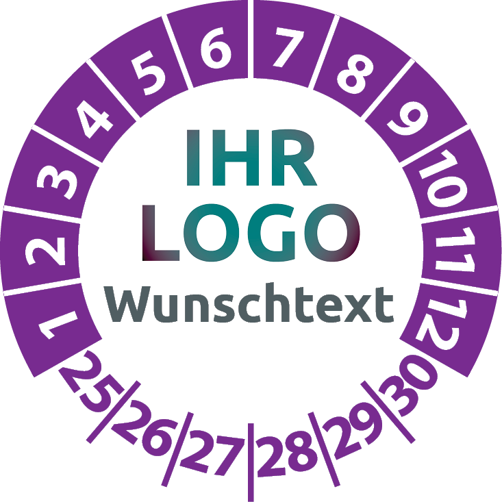Prüfplaketten mit Logo & Wunschtext - Plakette mit Firmenlogo selbst gestalten