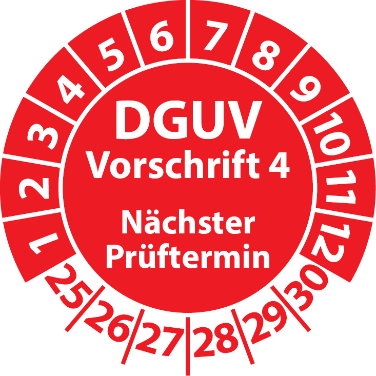 Prüfplakette DGUV Vorschrift 4 Aufkleber DGUV-V4