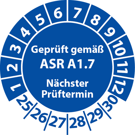 Geprüft gemäß ASR A1.7 Prüfplaketten für Tore & Türen