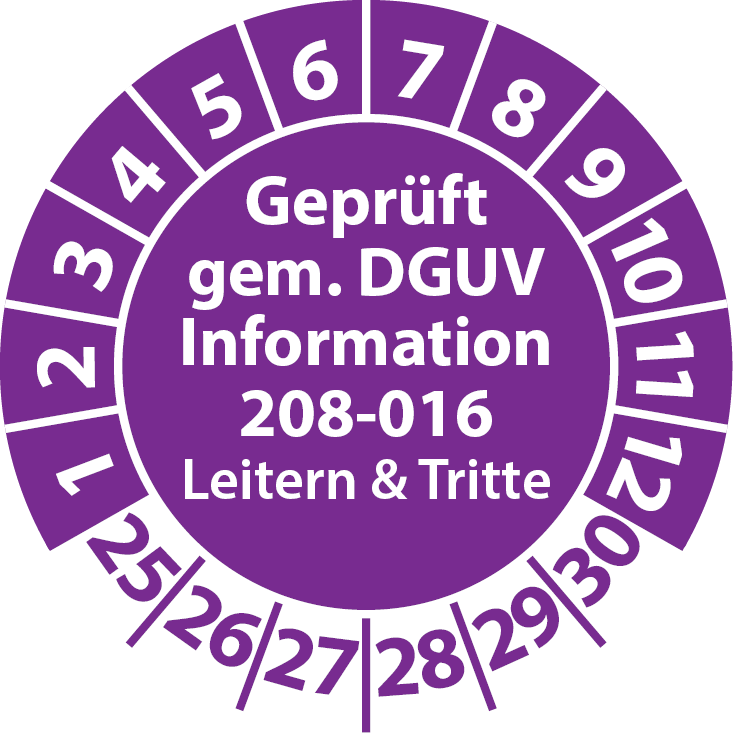 Prüfplaketten für Leitern und Tritte Geprüft gemäß DGUV Information 208-016