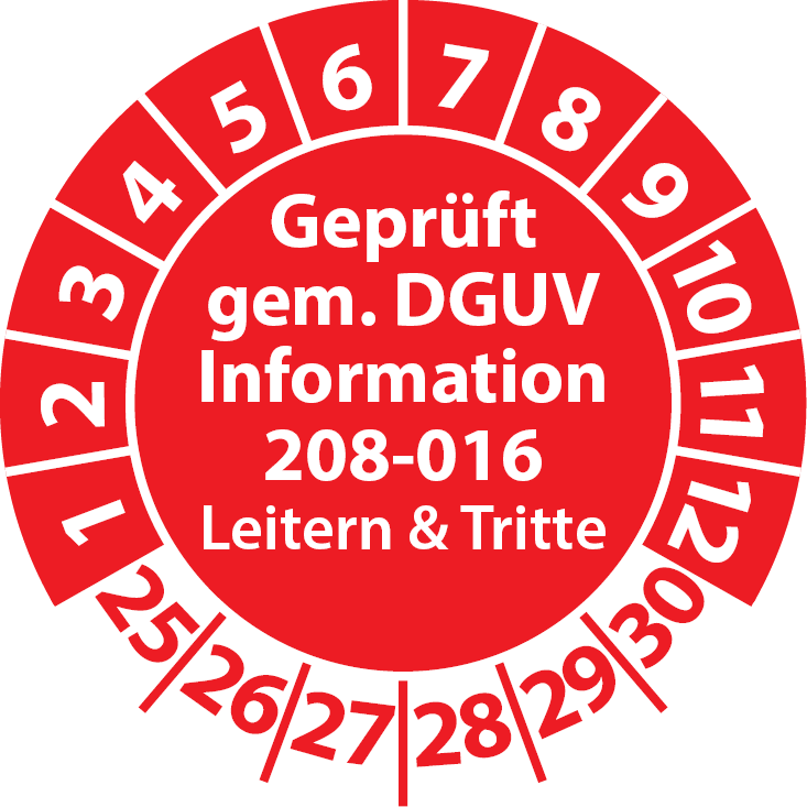 Prüfplaketten für Leitern und Tritte Geprüft gemäß DGUV Information 208-016