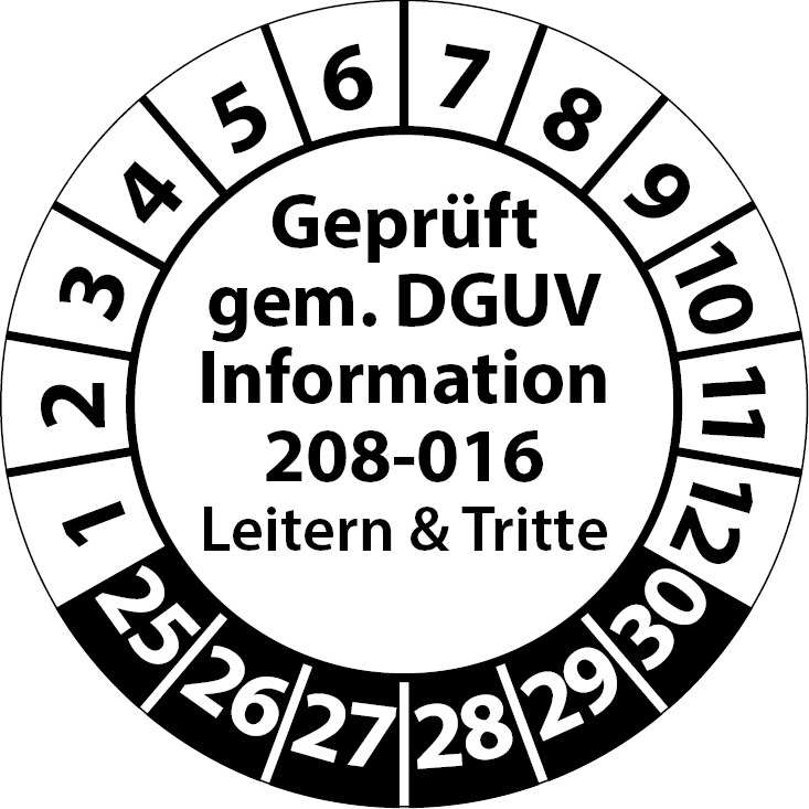 Prüfplaketten für Leitern und Tritte Geprüft gemäß DGUV Information 208-016