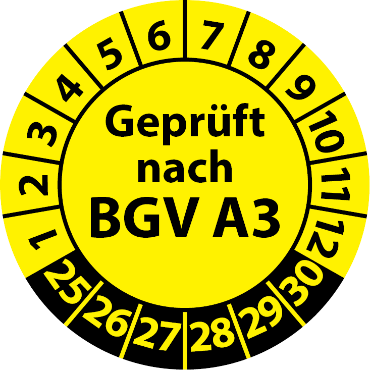 Prüfplaketten Geprüft nach BGV A3