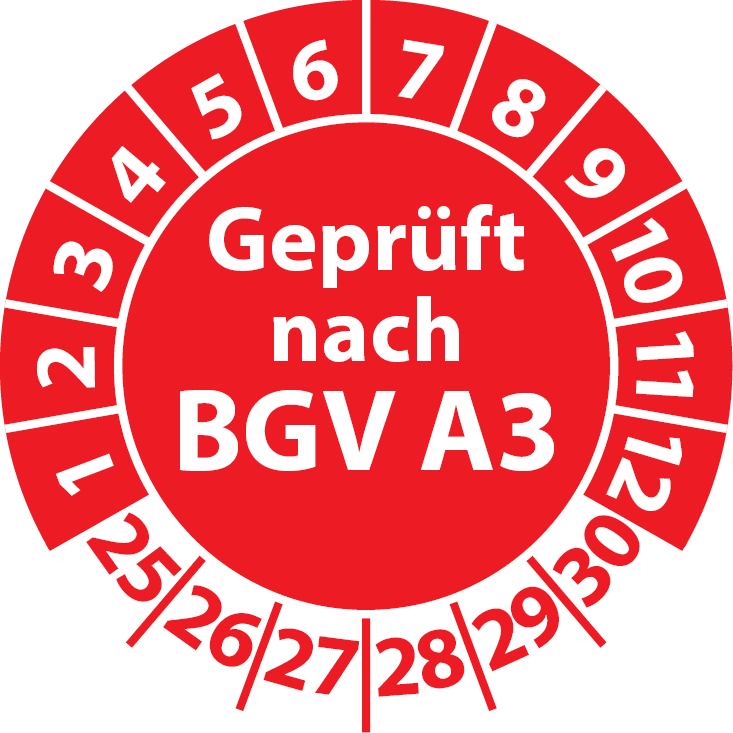 Prüfplaketten Geprüft nach BGV A3