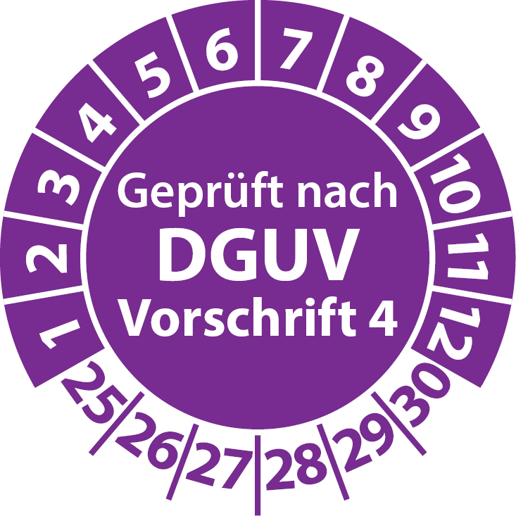 Prüfplaketten Geprüft nach DGUV Vorschrift 4 - Plakette DGUV V4