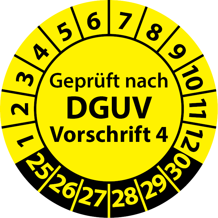 Prüfplaketten Geprüft nach DGUV Vorschrift 4 - Plakette DGUV V4