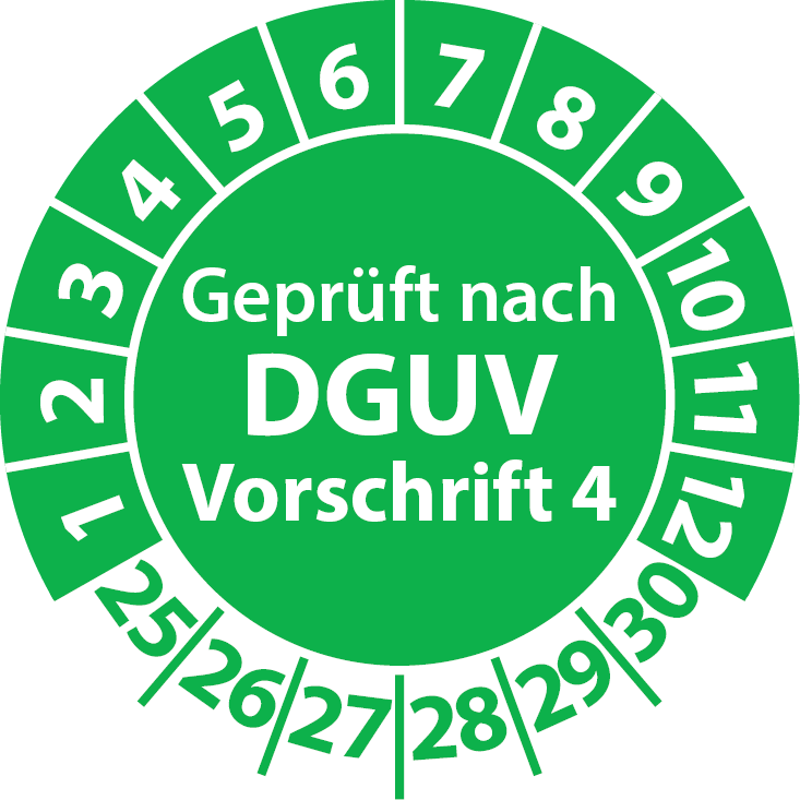 Prüfplaketten Geprüft nach DGUV Vorschrift 4 - Plakette DGUV V4