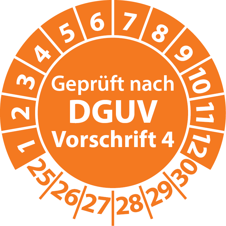 Prüfplaketten Geprüft nach DGUV Vorschrift 4 - Plakette DGUV V4