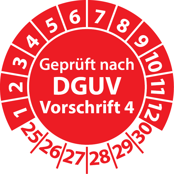 Prüfplaketten Geprüft nach DGUV Vorschrift 4 - Plakette DGUV V4