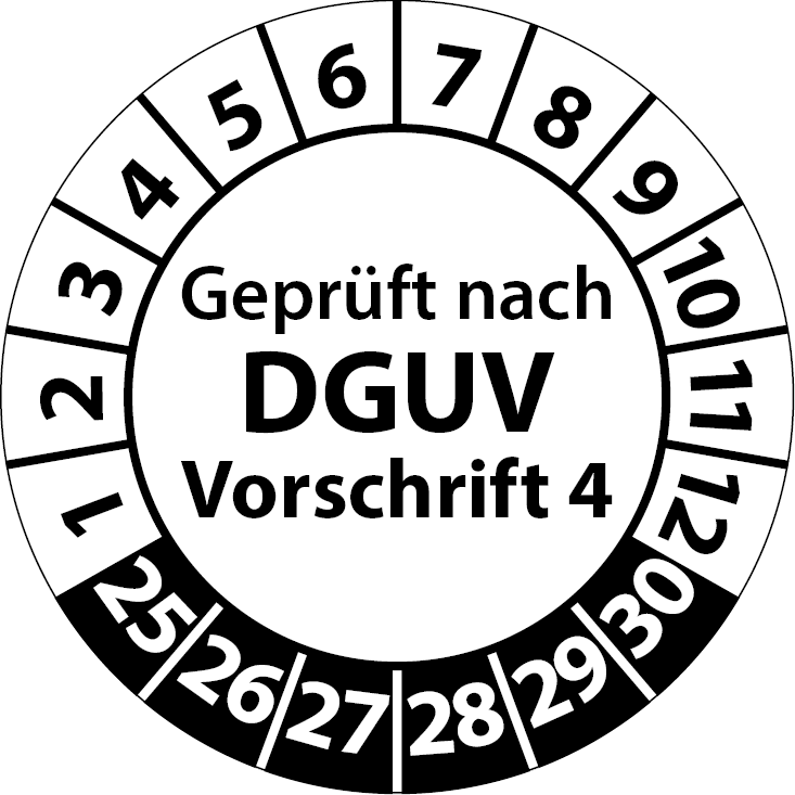 Prüfplaketten Geprüft nach DGUV Vorschrift 4 - Plakette DGUV V4