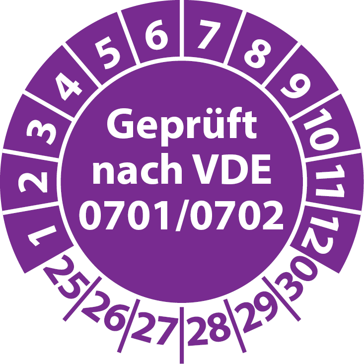 Prüfplaketten Geprüft nach VDE 0701 0702