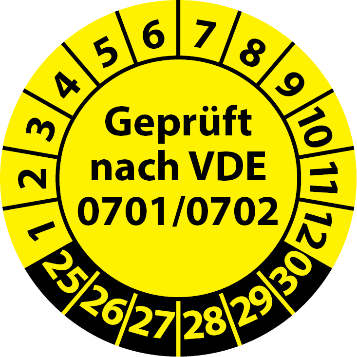 0701 0702 Prüfplakette VDE 701 702